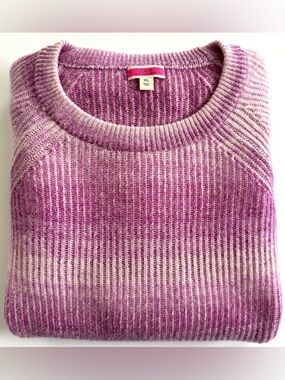 J.Crew Ribbed Cashmere Oversized Crewneck Sweater in Space-Dye Peony | XL | EUC